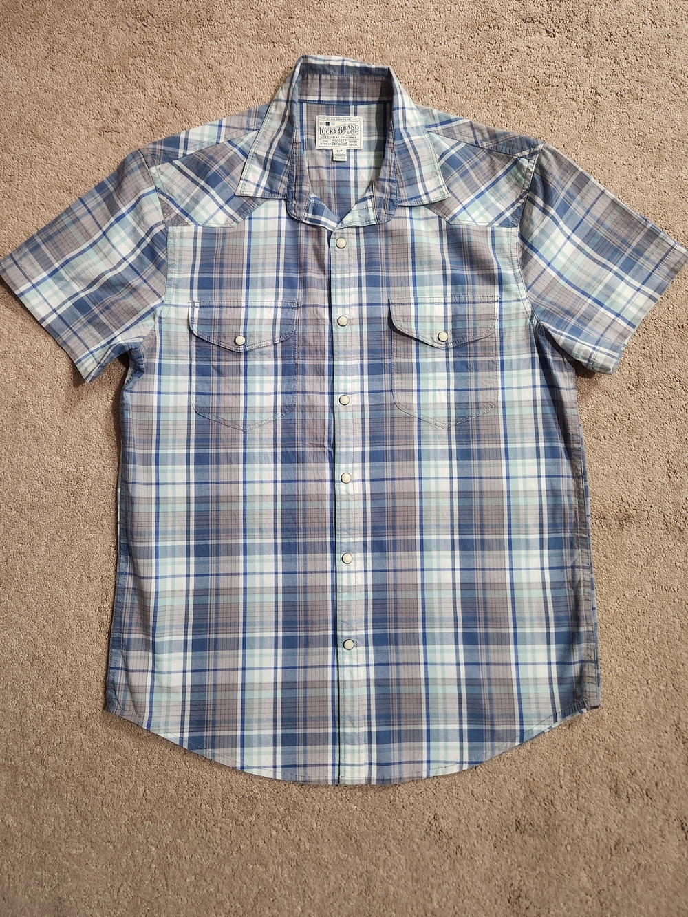 Lucky Brand Men's Short Sleeve Plaid Button-Down Shirt Size: Small